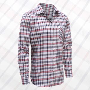 Heren overhemd, oranje ruit, met magneet sluiting